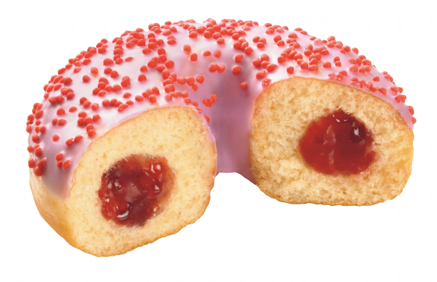 B & B 16190 DONUT FRAISE FOURRE FRAISE CUIT  48 X 75GR