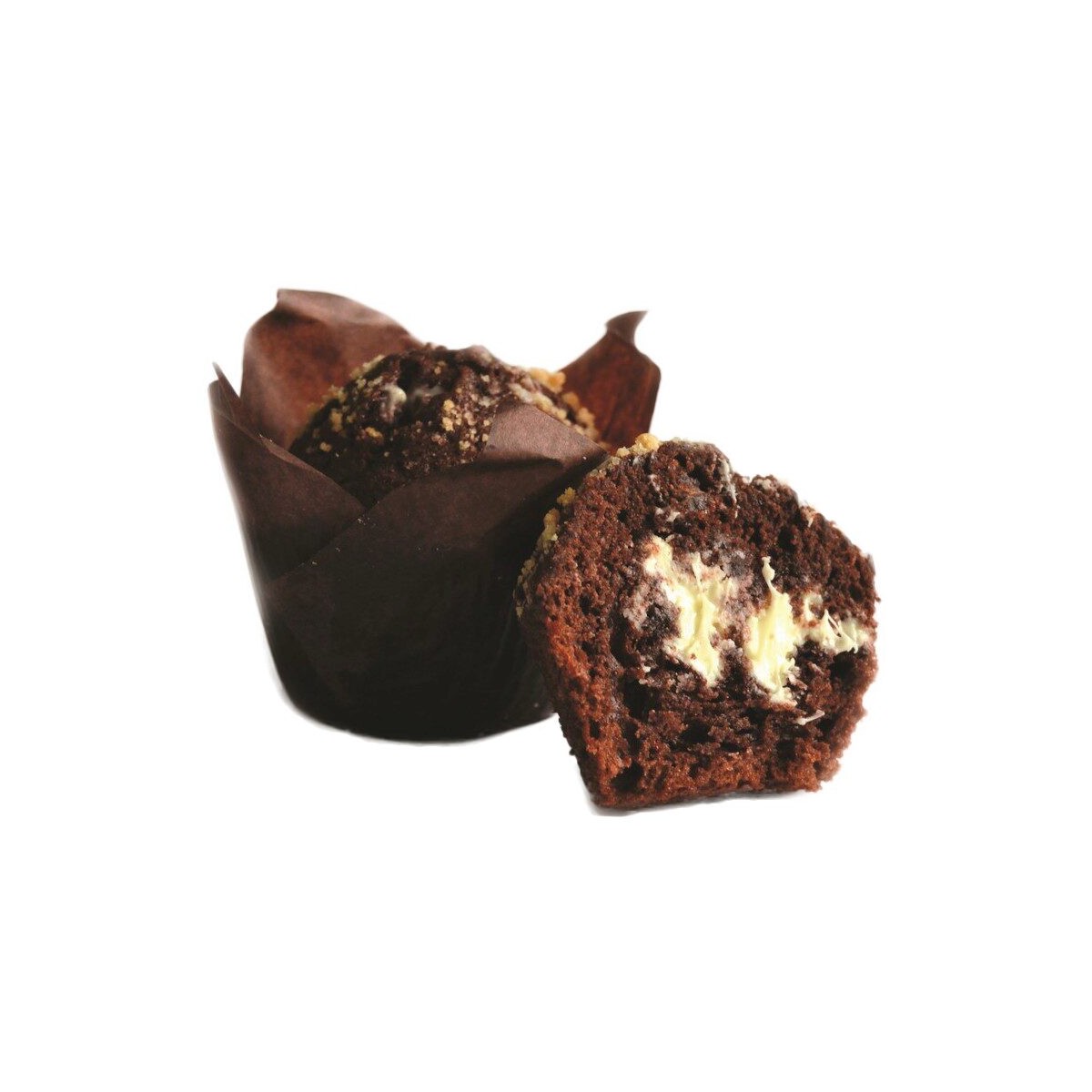 DELIFRANCE 75116 CHOCOLATE MUFFIN WITH WHITE CHOCOLATE FILLING BAKED 20X90GR BOX 