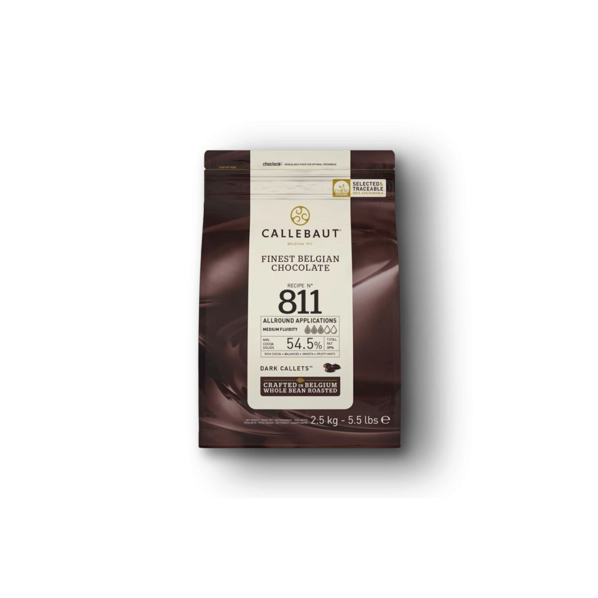 CALLEBAUT 811-E4-U71 DARK 55% CALLETS BOX OF 8 BAGS X 2.5KG  KG