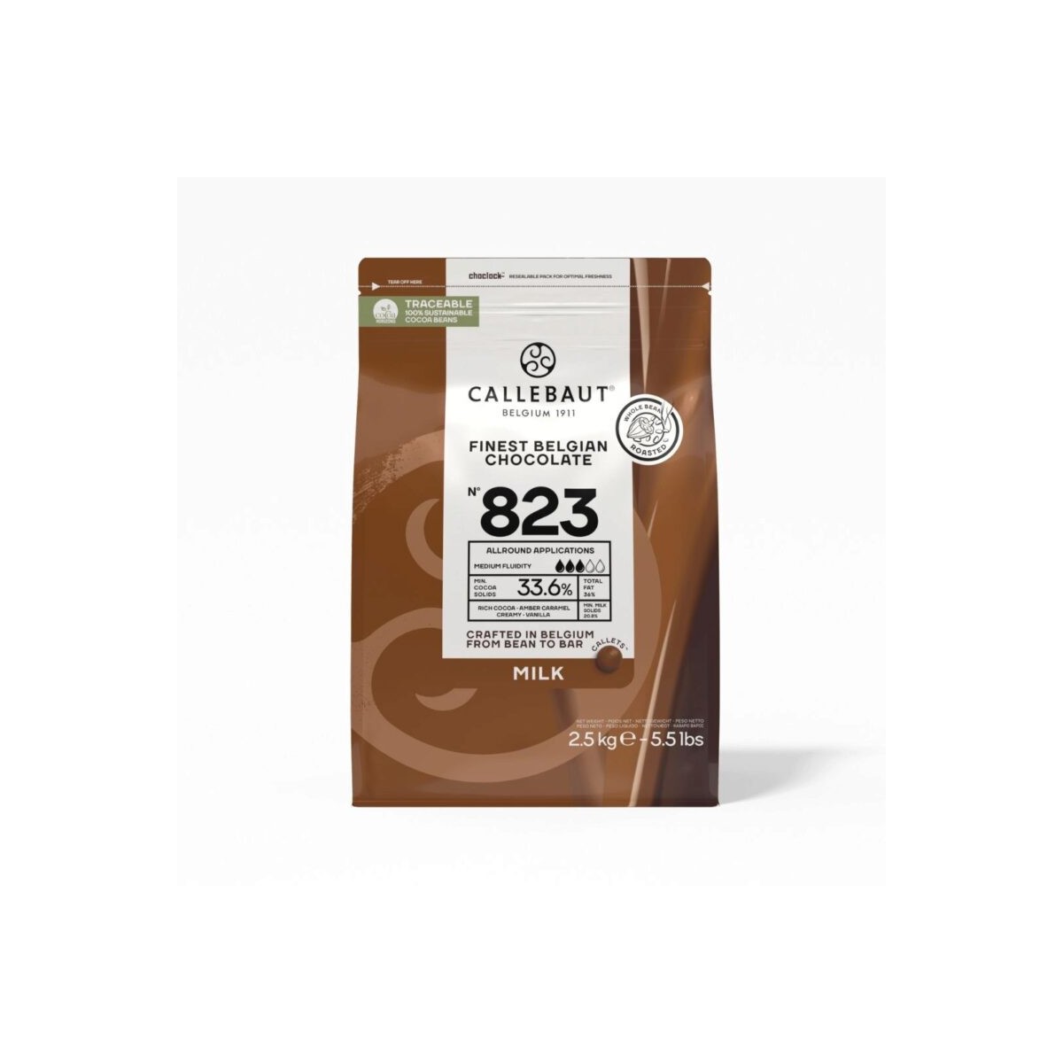 823-E4-U71 MILK CALLEBAUT 34% IN BOX CALLETS OF 8 BAGS X 2.5KG  KG