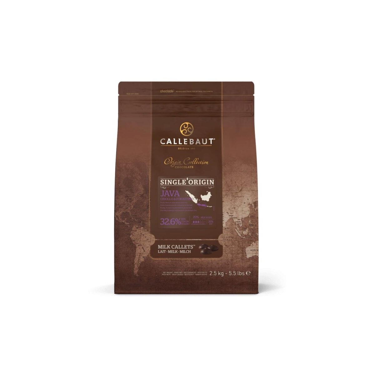 Chocolat au lait Origine Java 32.6% en callets 2.5kg