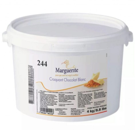 DEBCO PRALINE CROQUANT WITTE CHOCOLADE 4KG MARGUERITE OP/BESTELD