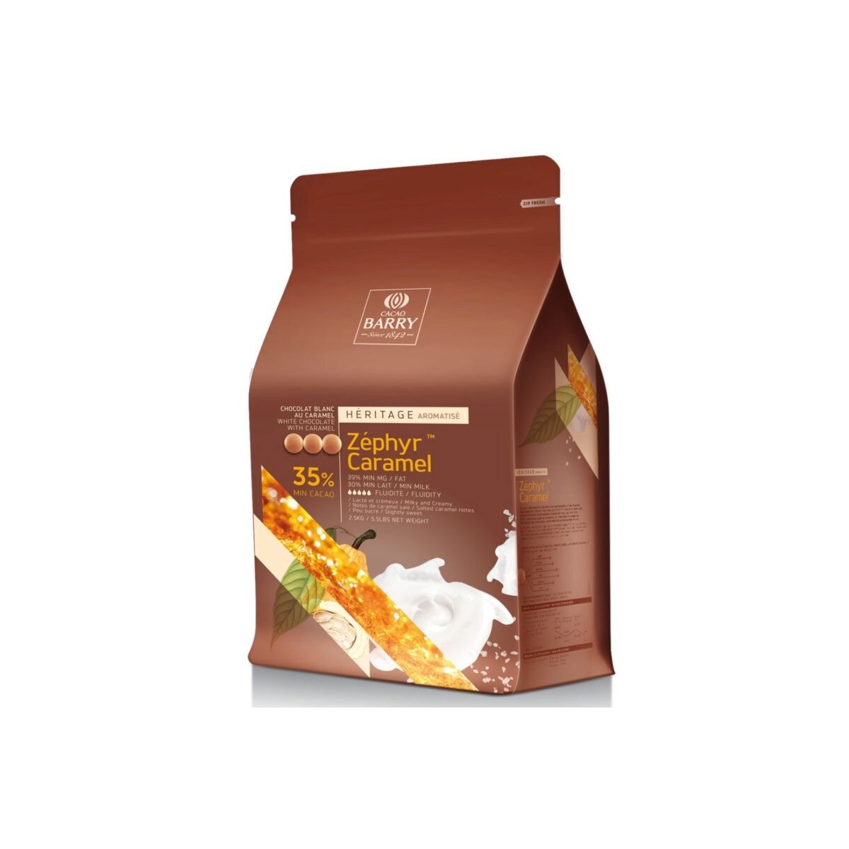 BARRY CHK-N35ZECA-E4-U70 ZEPHYR CARAMEL 35% WIT  KARTON VAN 4 ZAKKEN X 2,5KG  SAC 