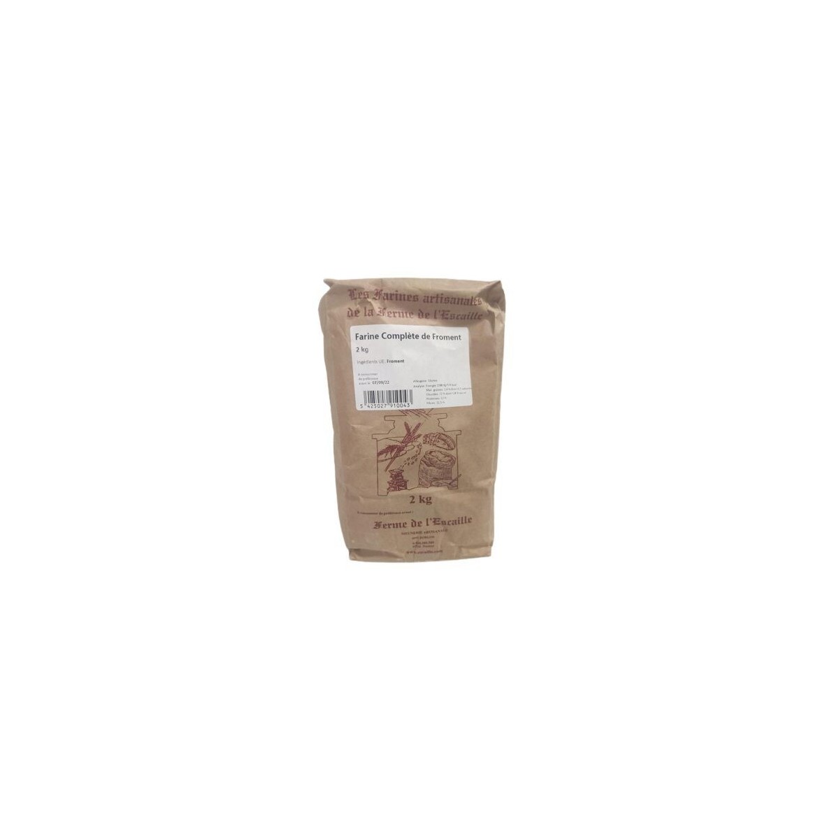 WHOLEMEAL WHEAT FLOUR 2KG FERME DE L'ESCAILLE  BAG