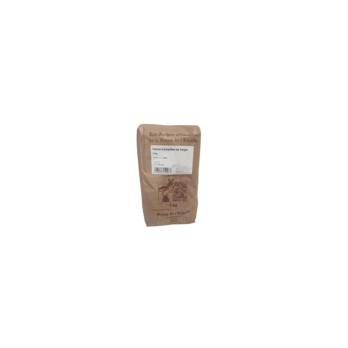 WHOLEMEAL RYE FLOUR 2KG FERME DE L'ESCAILLE  BAG