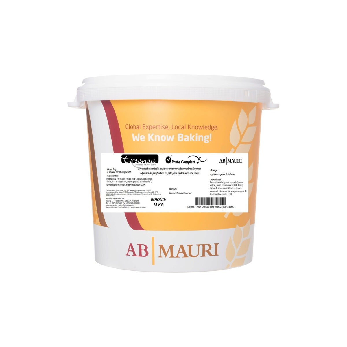 AB MAURI EXSENSA PASTA COMPLEET - WIT EN BRUIN BROOD 25 KG  EMMER