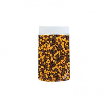 91079 CONFETTI ORANJE - ZWART 450 G  POTJE