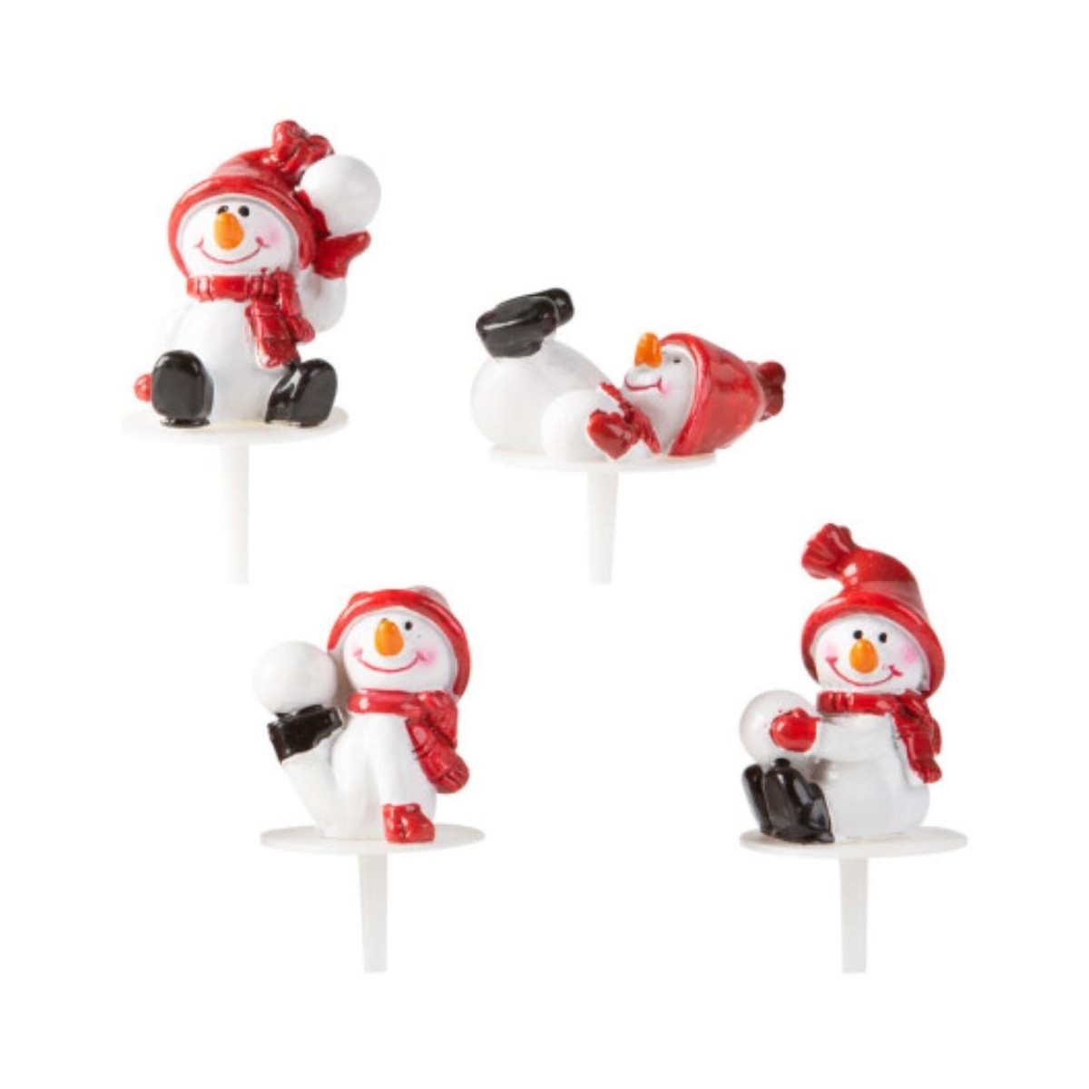 1015068 FIGURINES BONHOMME DE NEIGE ROUGE 4CM 64PCES