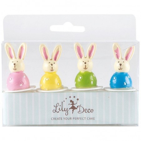 1022095 BTE DE 4 LAPINS COLORÉS 4CM S/CDE