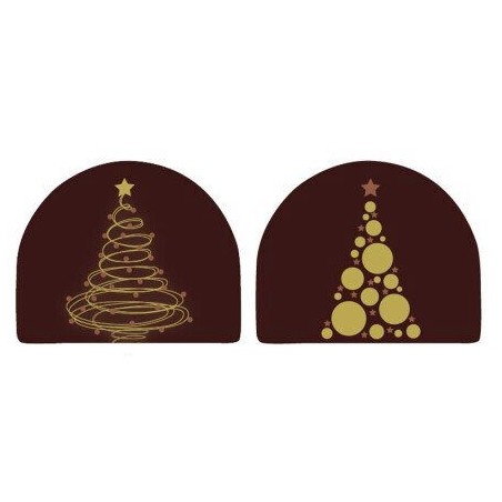 2013285 EMBOUT DE BÛCHE ARBRE DE NOEL EN  CHOCOLAT NOIR 80 X 65 MM 30 PCES S/CD