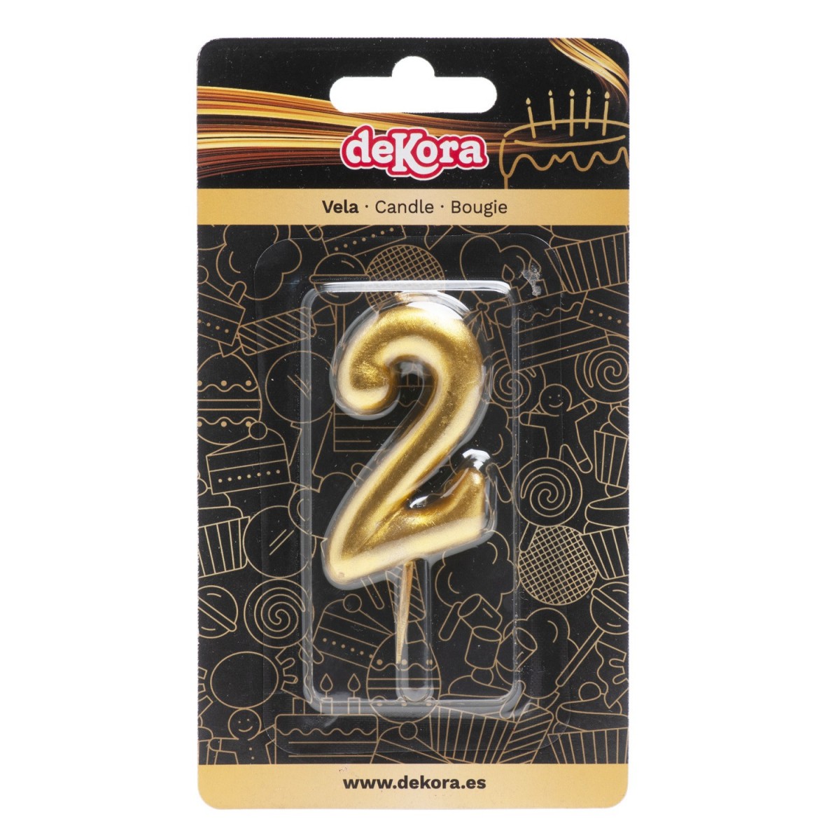 BOUGIE CHIFFRE OR N°2 5,5CM