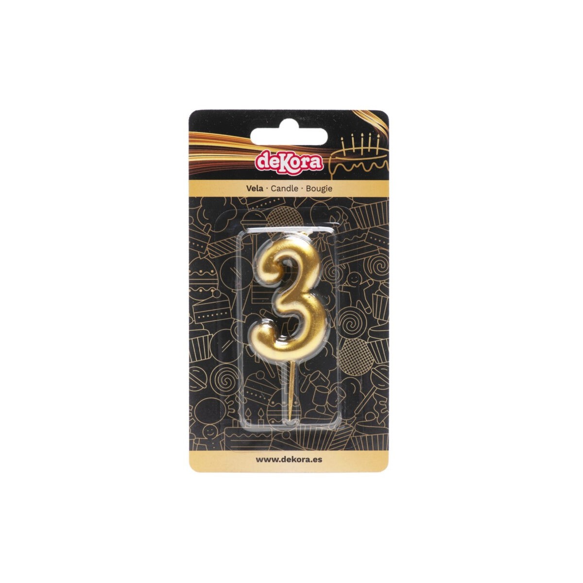 345423 GOLD CANDLE N°3 5,5CM