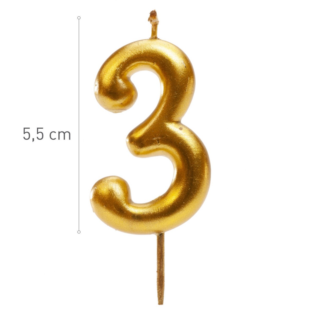 BOUGIE CHIFFRE OR N°3 5,5CM