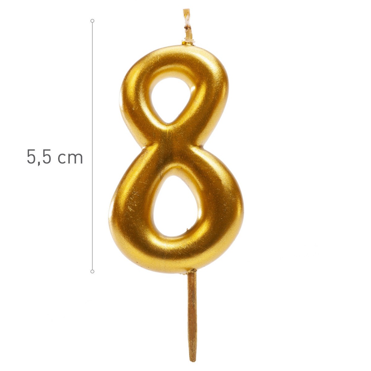 BOUGIE CHIFFRE OR N°8 5,5CM