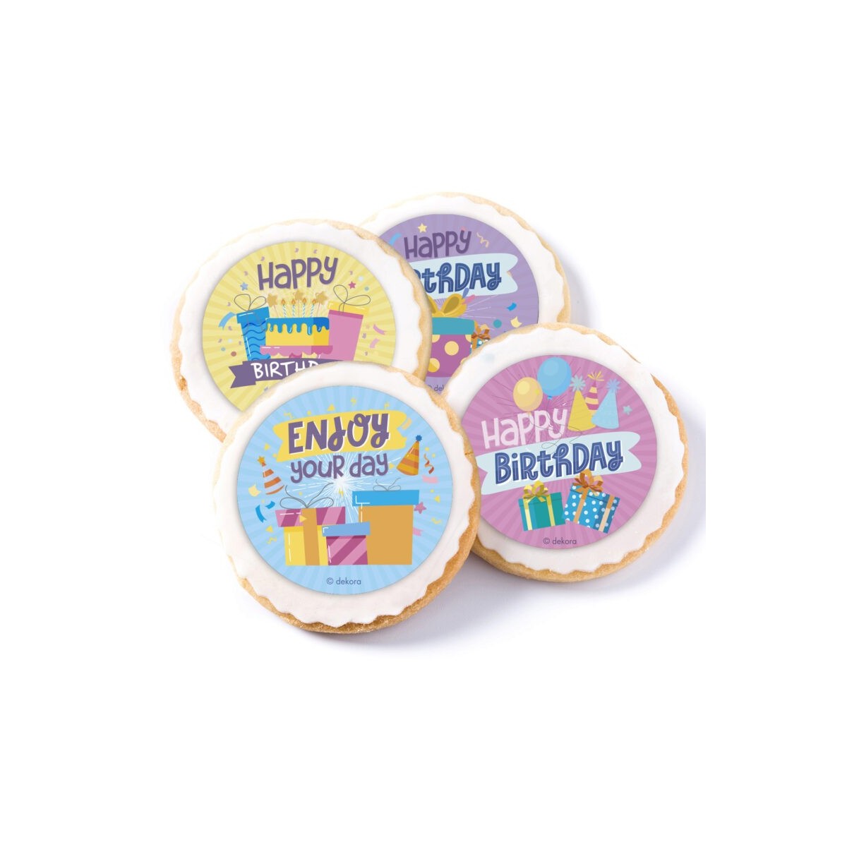 236102 MIX OF 6 HAPPY BIRTHDAY STARCH DISCS Ø5,8CM