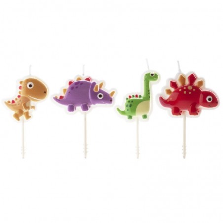 345404 BIRTHDAY CANDLES DINOSAURS 4PCS 