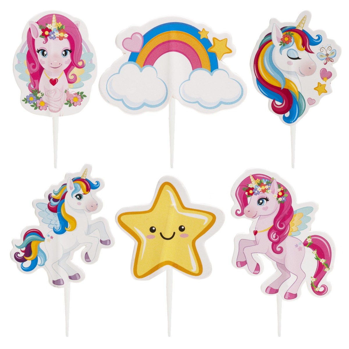 CAKE TOPPERS LICORNE 6ASS 30PCS 