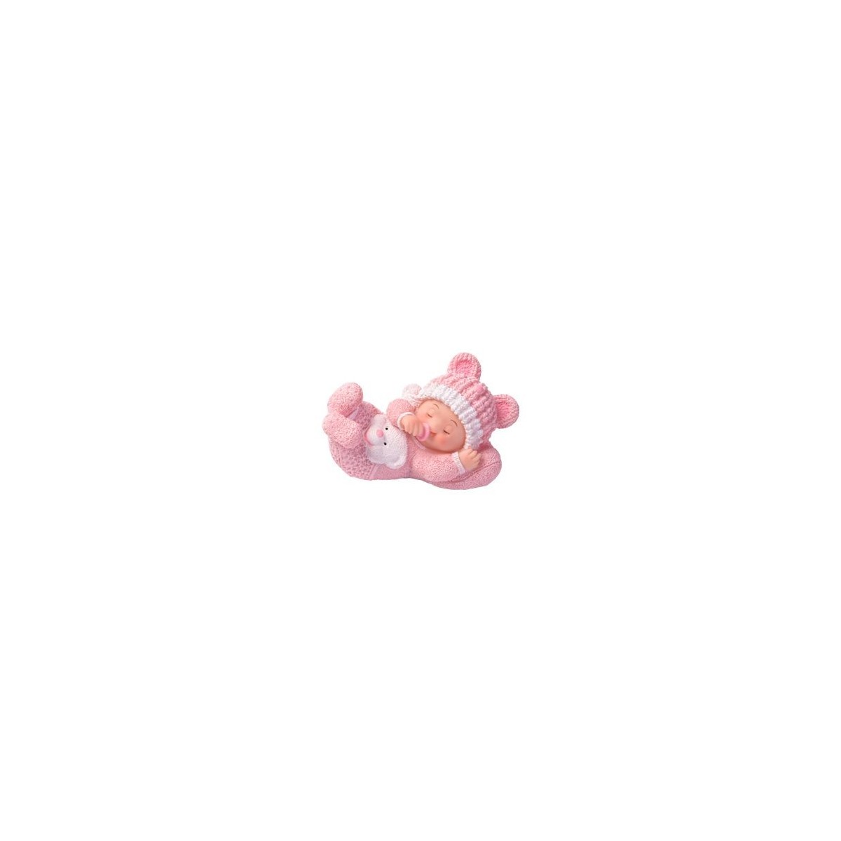 FIGURINE BEBE FILLE/ROSE  QUI DORT 8CM