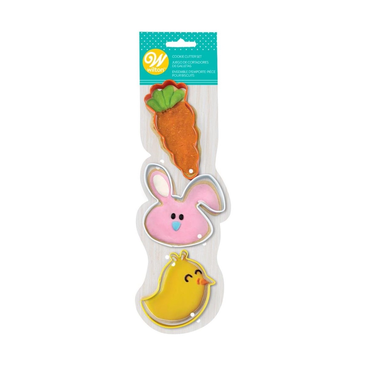 WILTON SET  3 EMPORTE-PCES PAQUES CAROTTE/LAPIN/POUSSIN