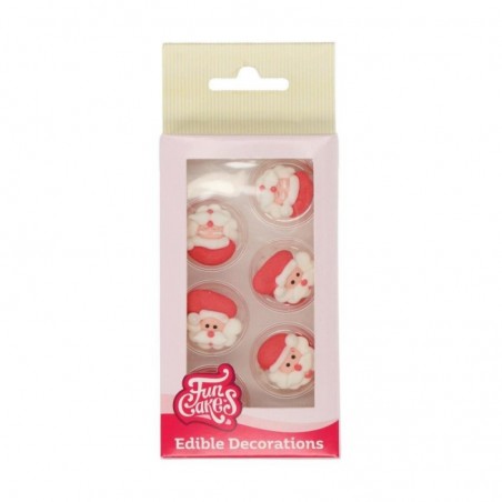 FUNCAKES TETE DE PERE NOEL 2D EN SUCRE 12 PCES