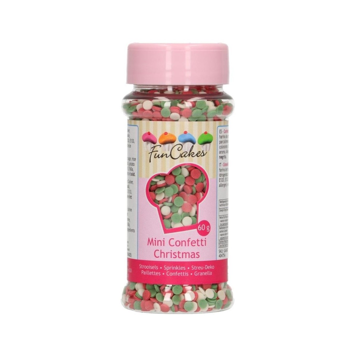 FUNCAKES MIX CONFETTIS RONDS ROUGE/VERT/BLANC 60GR