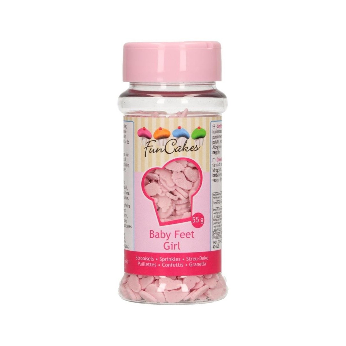 FUNCAKES MIX DECORATION EN SUCRE PIED DE BEBEFILLE55GR