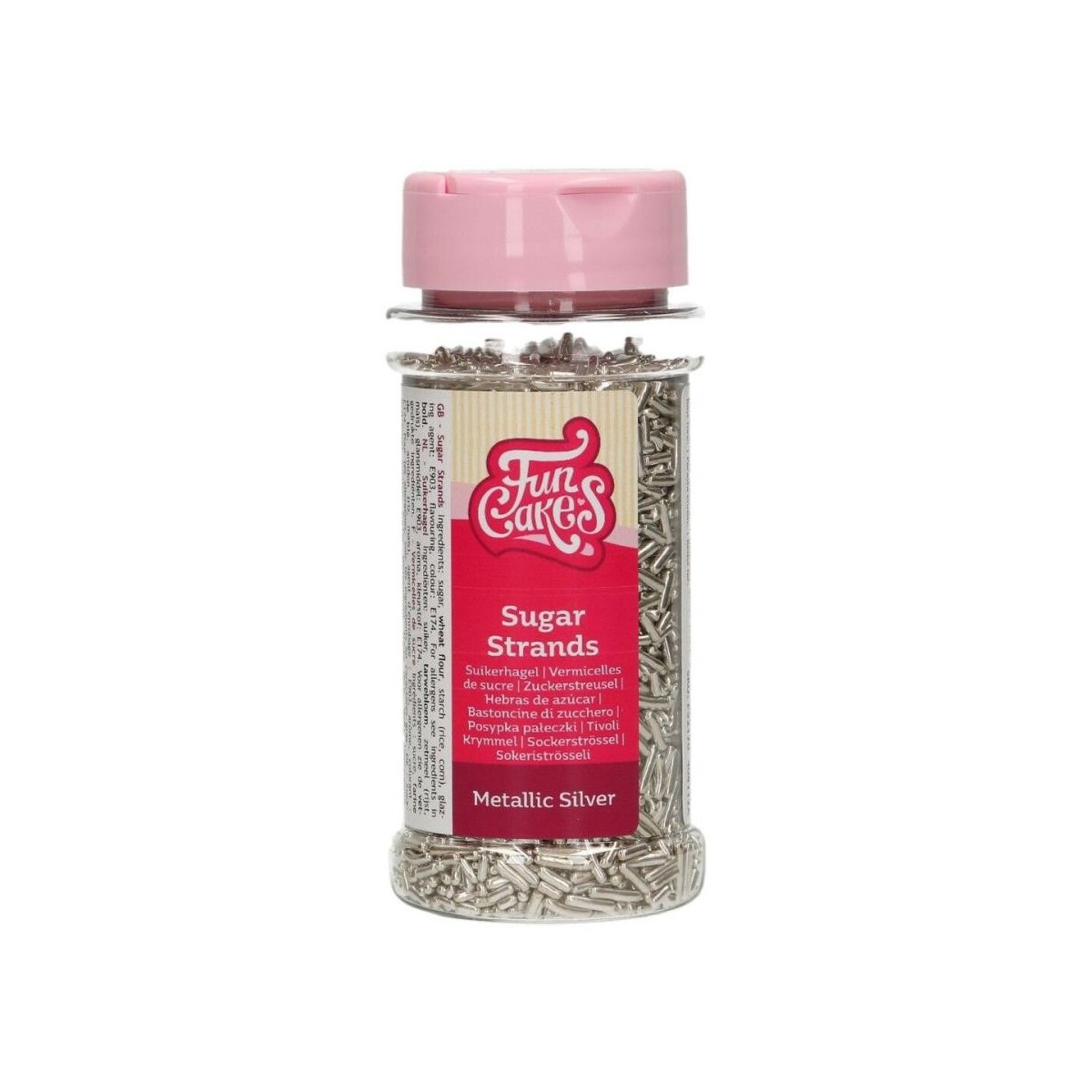 FunCakes Sugar Strands Metallic Zilver 80g POT