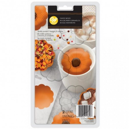 + WILTON MOULE CHOCO BOMB CITROUILLE EN PLASTIQUE 2X3 CAVITES