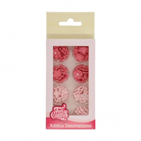 FUNCAKES MINI FLEURS ASSORTIES EN SUCRE ROSEØ1,4CM 32PCES