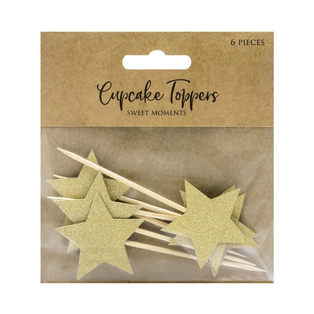 CAKE TOPPER ETOILE DOREE HT 11.5CM 6 PCES