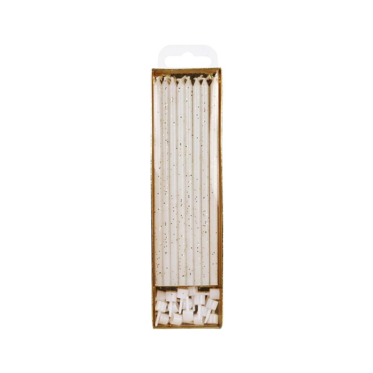 PME BOUGIE BLANCHE PAILLETEE 18CM 16 PCES