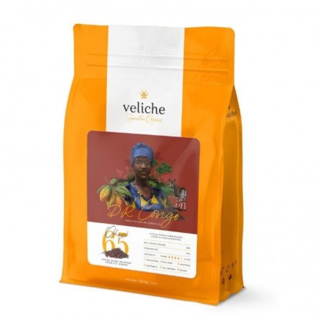 E2780 VELICHE CHOCOLADE FONDANT ORIGINE OKAPI  65% 10KG   ZAKJE S/CD