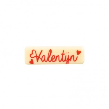 2068352 PLAQUETTE VALENTIJN ROUGE 45X13MM CHOCOLAT BLANC  150 PCES