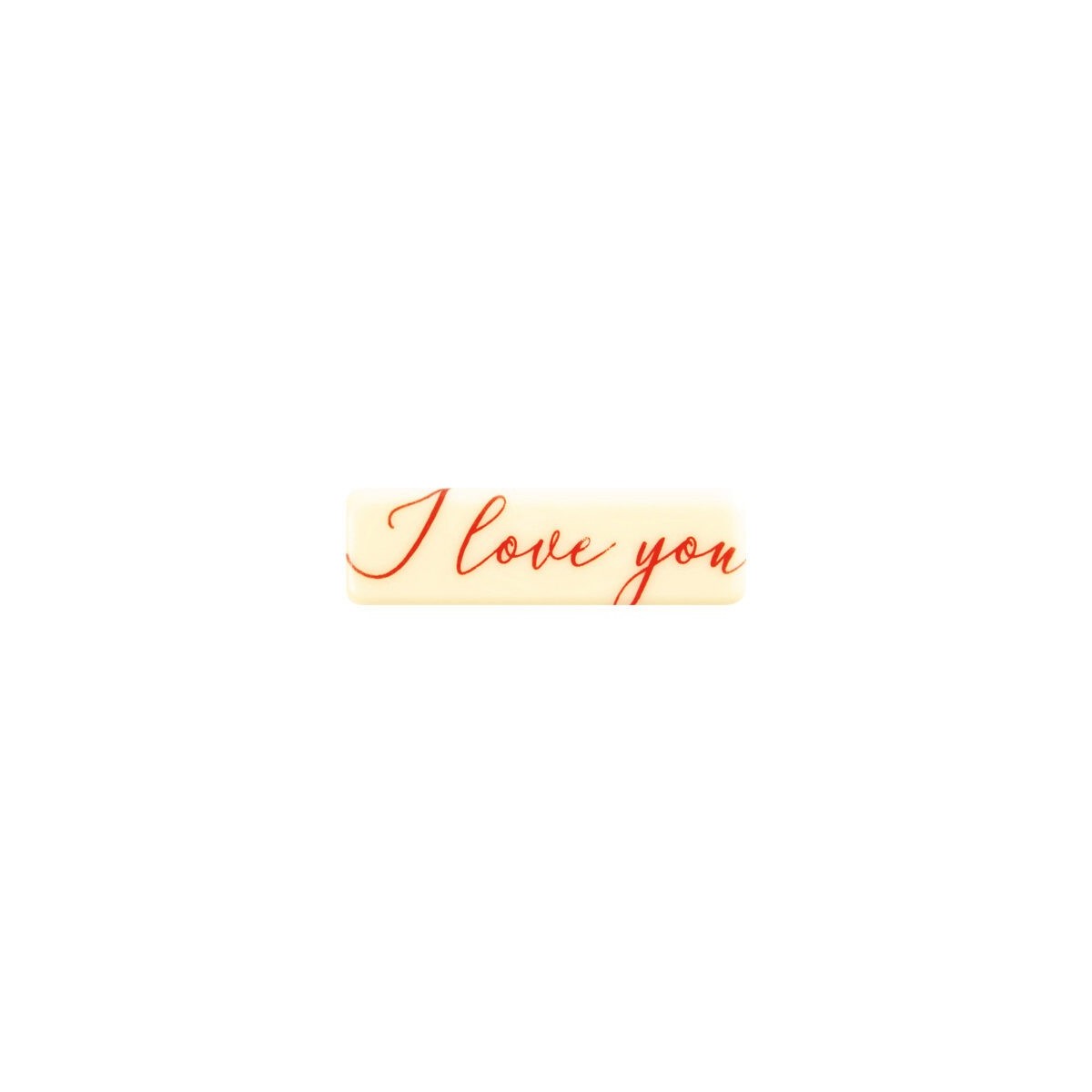 2068042 PLAQUETTE I LOVE YOU ROUGE 45X13MM CHOCOLATBLANC 150 PCES