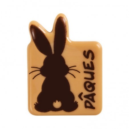 2069474 PLAQUETTE PAQUES LAPIN DE DOS 35X25MM CHOCOLAT CARAMEL 120 PIÈCESBOITE