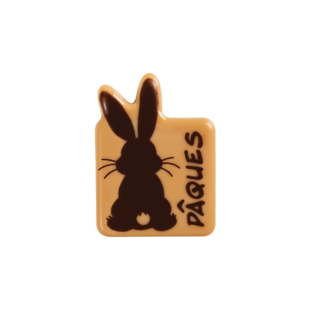 69474 PLAQUETTE PAQUES LAPIN DE DOS 35X25MM CHOCOLAT CARAMEL 120 PIÈCESBOITE