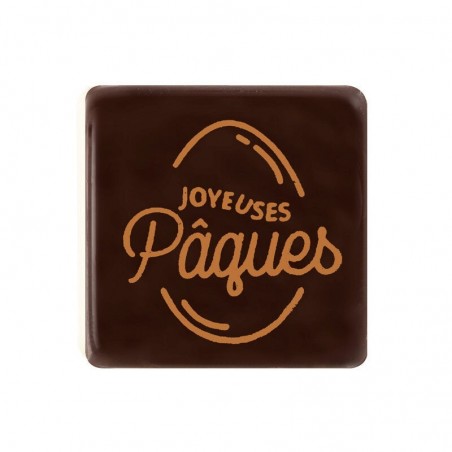 2069079 PLAQUETTE JOYEUSES PAQUES CARRE 3CM BRUN CHOCOLAT NOIR 175 PCES