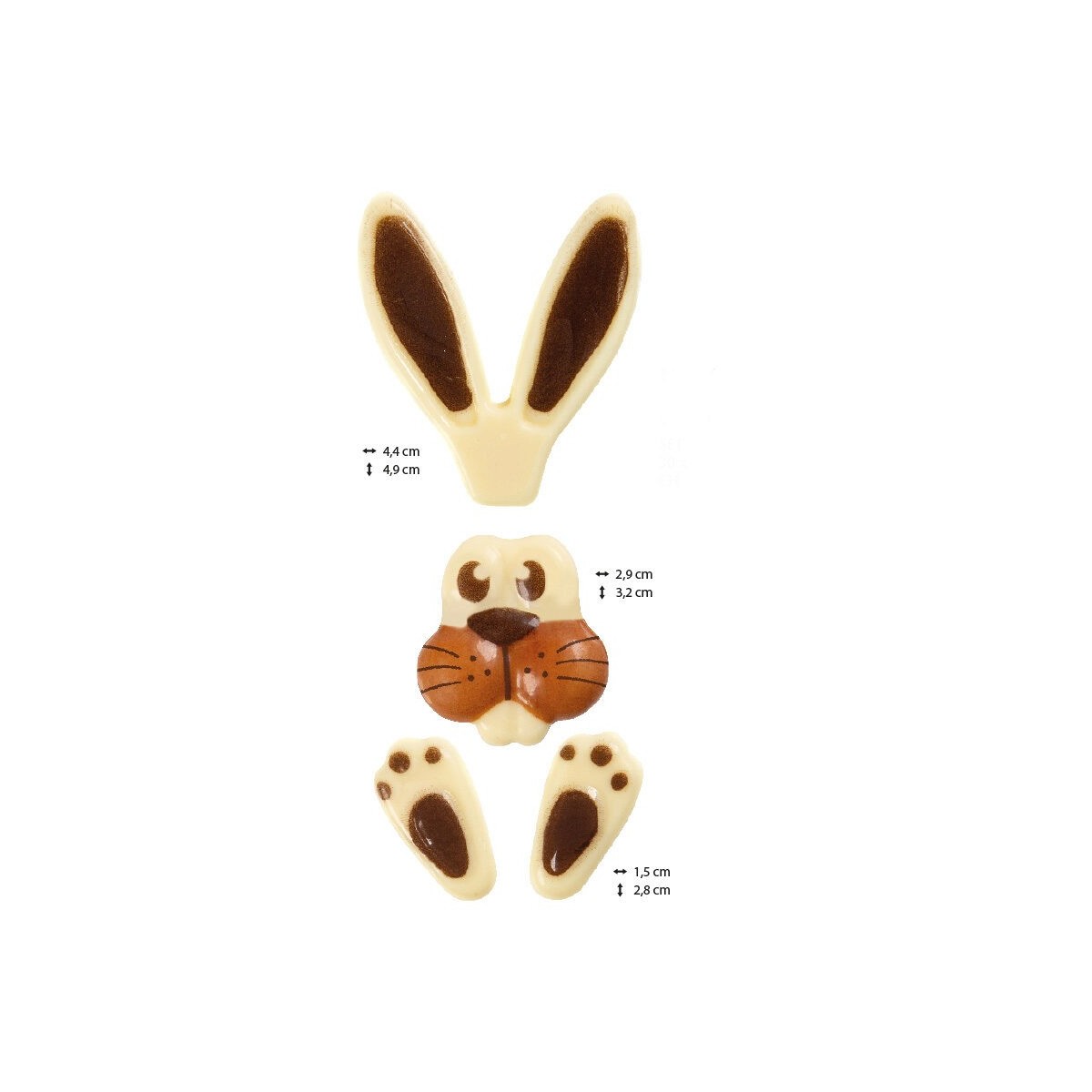 69108 KIT LAPIN RELIEF PETIT CHOCOLAT BLANC  30 KITS