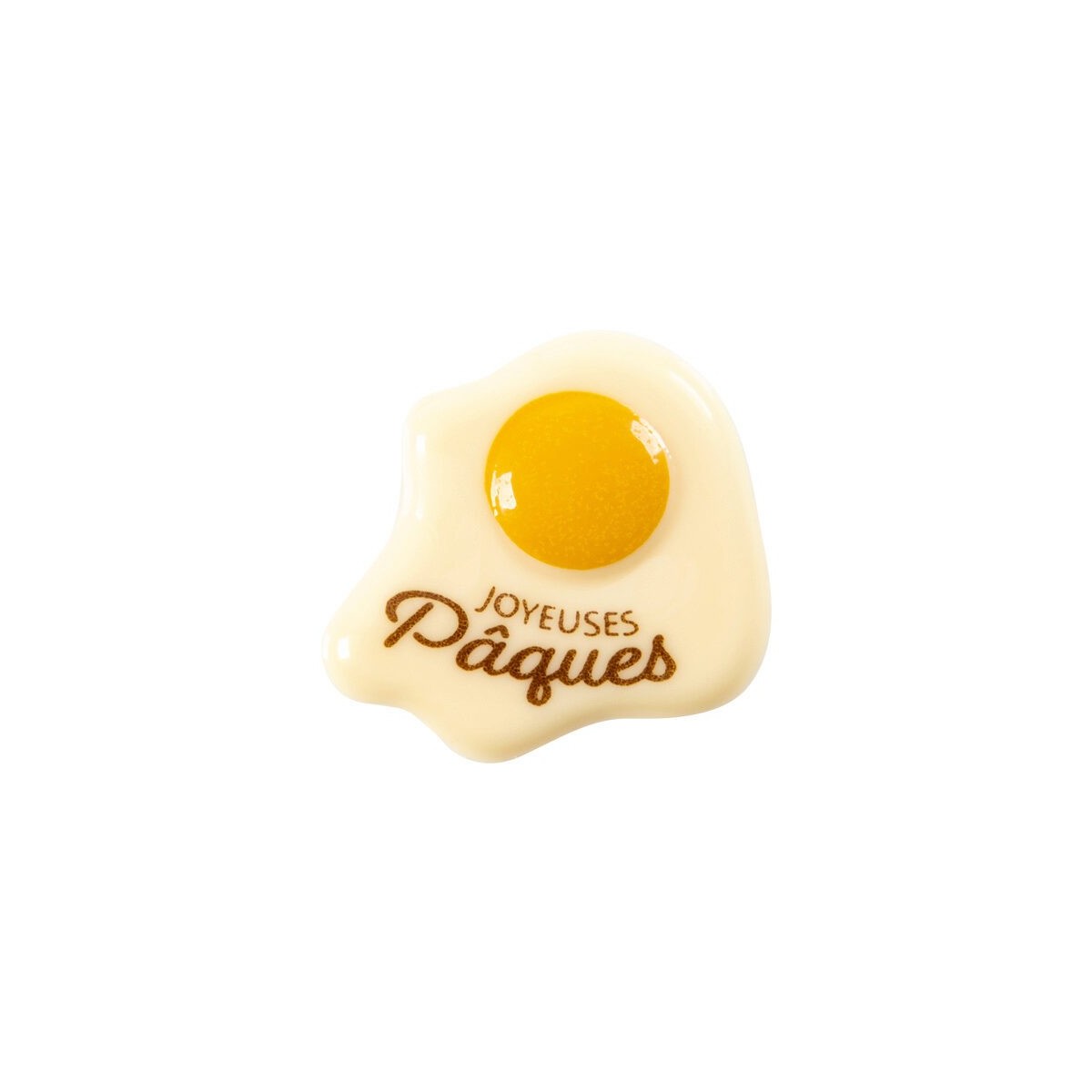 2069095 PLAQUETTE ŒUF SUR LE PLAT JOYEUSES PAQUES 40X38MM CHOCOLAT BLANC 120 PCESS/CD