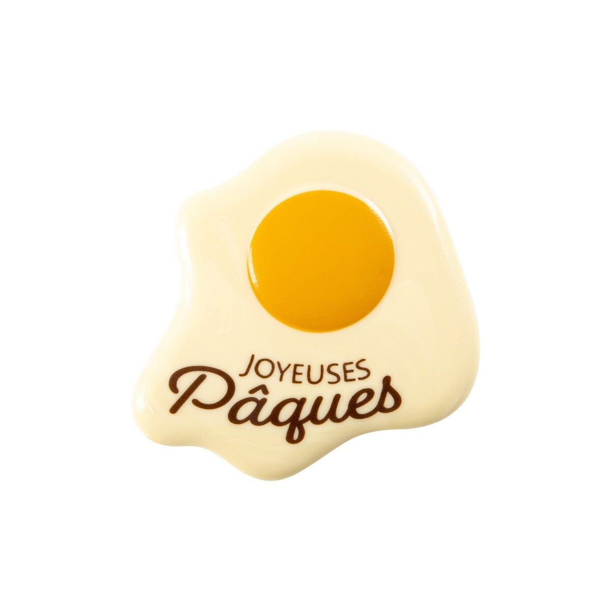 + 69068 PLAQUETTE ŒUF PLAT JOYEUSES PAQUES 10CM CHOCOLAT BLANC 10 PCES S/CD