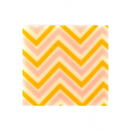 2069114 PLAQUETTE ZIGZAG ROSE/ORANGE 3CM CHOCOLAT BLANC 220 PCES S/CD