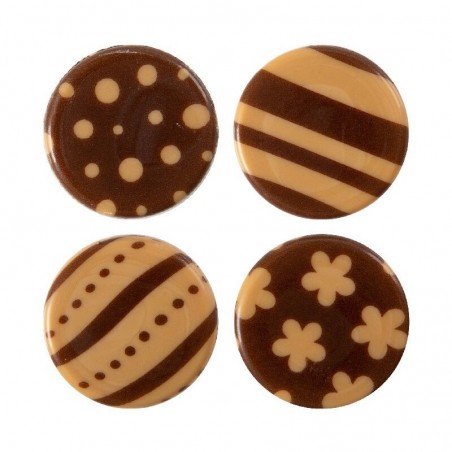 2035017 DISQUE MOTIFS BRUN CHOCOLAT CARAMEL 3CM 175PCES S/CD