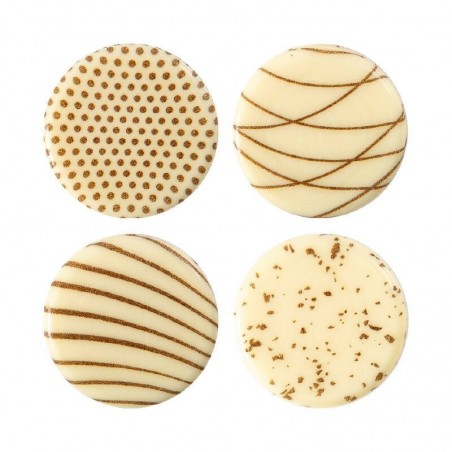 2035019 DISQUE MOTIFS BRUN LIGNE/TACHE/POINT CHOCOLAT CARAMEL 3CM 175 PCES