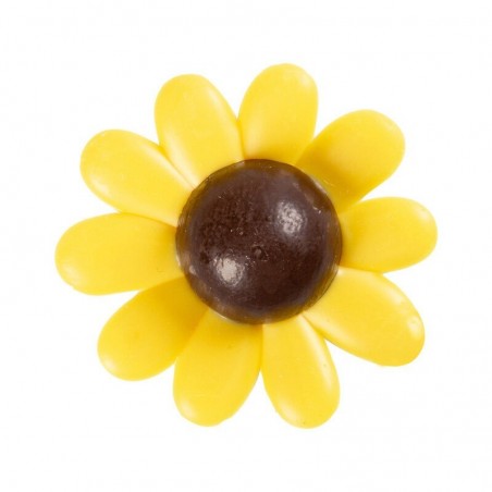 1035131 TOURNESOL JAUNE 3D CHOCOLAT 5CM 24 PCES S/CDE