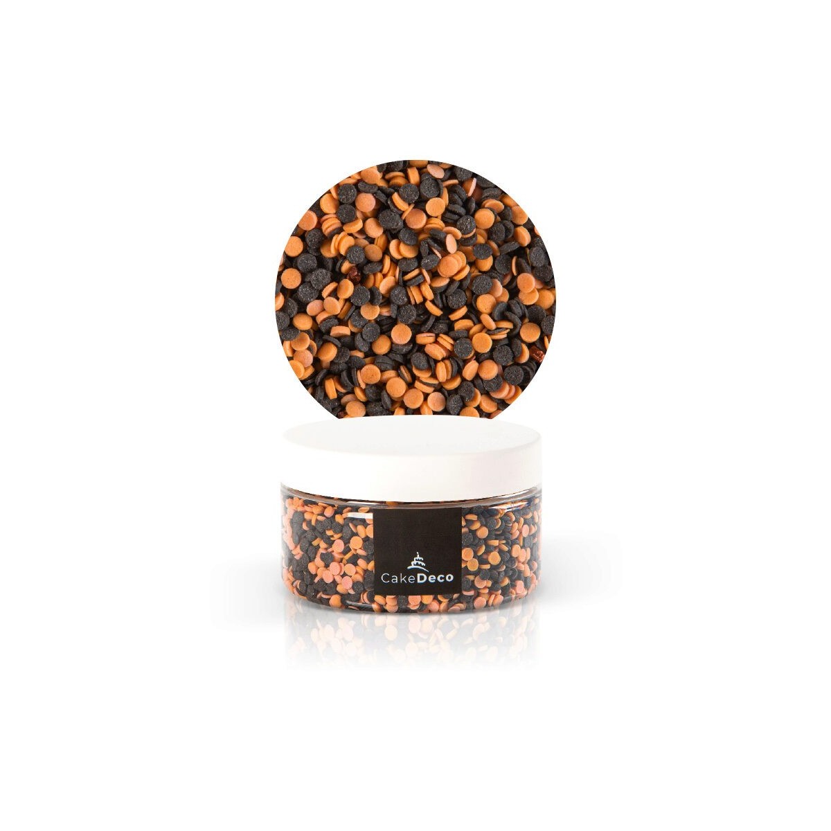 39101 MINI CONFETTI ORANGE/NOIR EN SUCRE 80G S/CDE