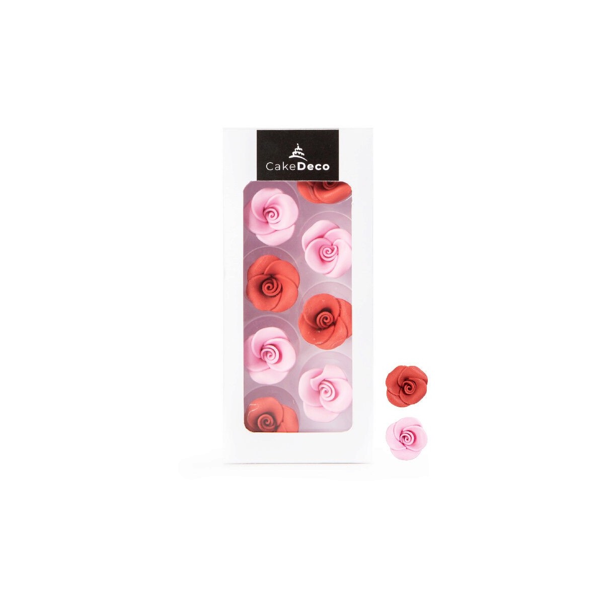 1039409 ROSE ROSE ET ROUGE 2D EN SUCRE  Ø 25MM 8 PCES