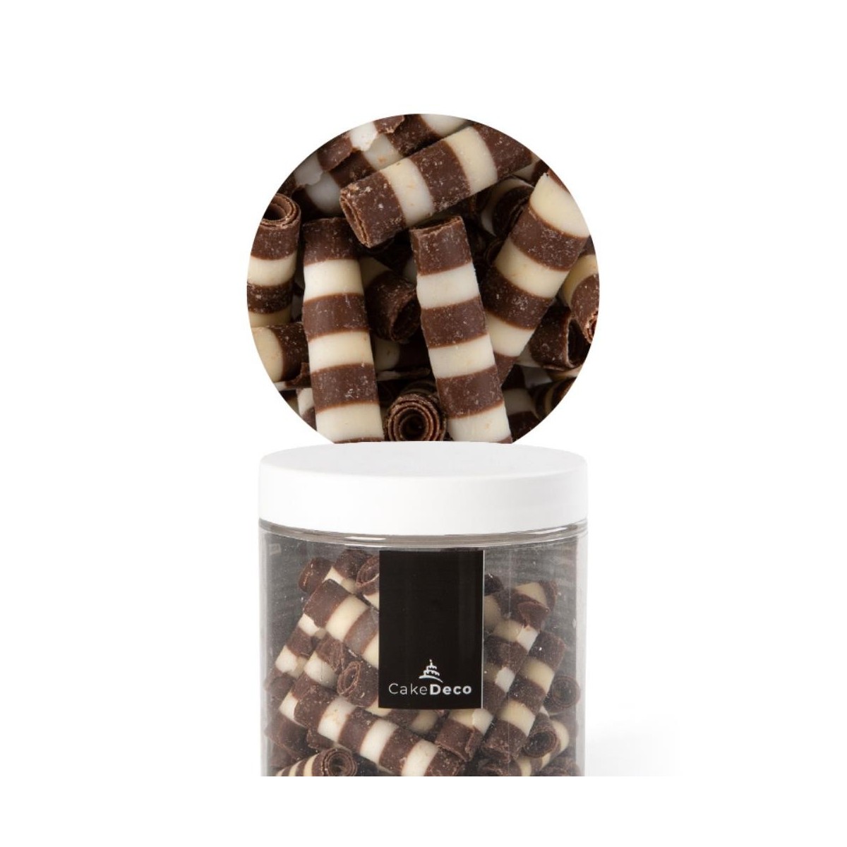 2039609 TUBE LARGE CHOCOLAT NOIR ET BLANC RAYURE 4CM80G