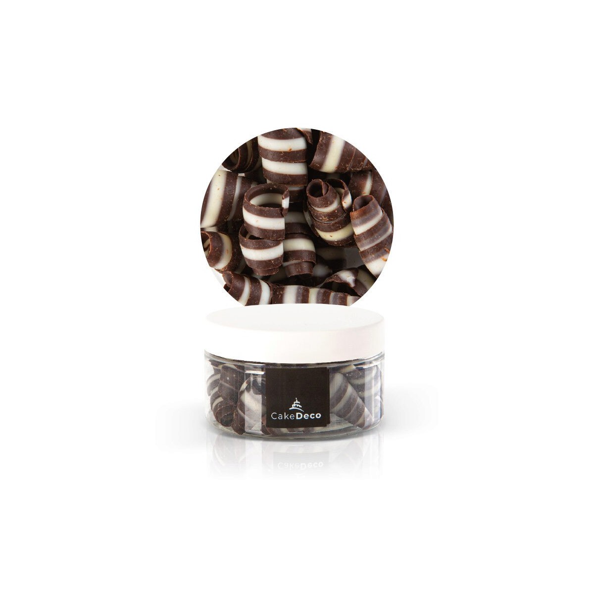 39611 MINI BOUCLE EN CHOCOLAT NOIR ET BLANC 18MM 40G