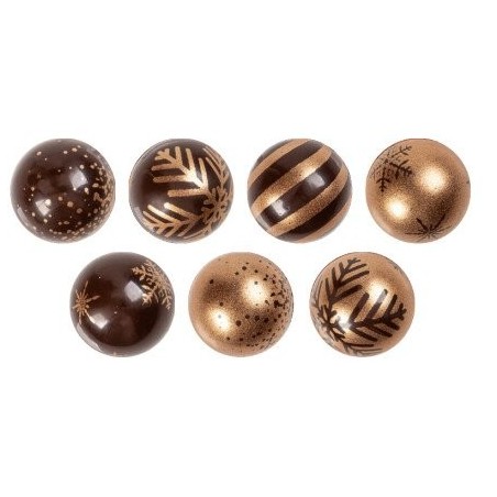 2015547 BOULE MOTIF BRONZE CHOCOLAT Ø 28MM 96 PIÈCES