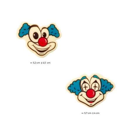 2024028 PLAQUETTE TETE DE CLOWN 52X45-57X40MM CHOCOLAT 60 PCES S/CD